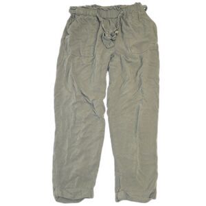 Know One Cares Olive Green Paperbag Joggers | Women's Size S | Ankle Crop Pants
